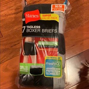 New mens Hanes 7 Tagless Boxer Briefs Black Grey M